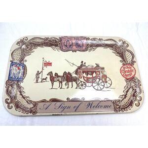 Vintage Win Schulers Advertising Metal Serving Tray English Inns Kitsch Decor